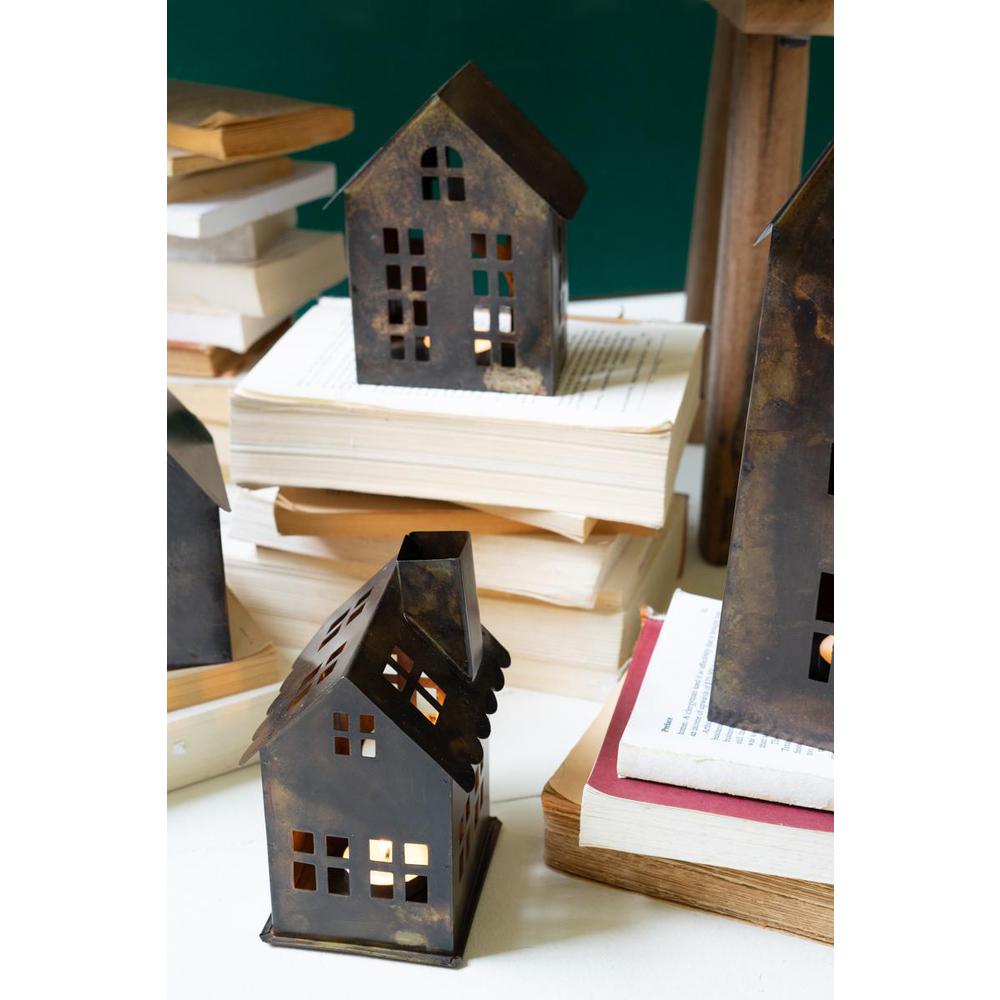 Set Of Seven Antique Brown Metal Village. Picture 3