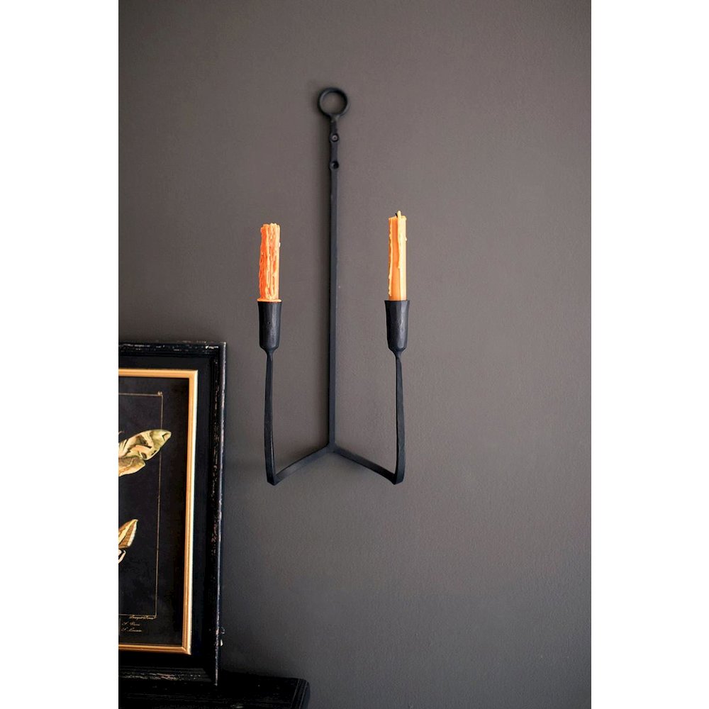 Forged-Iron Double Taper Wall Sconce. Picture 1