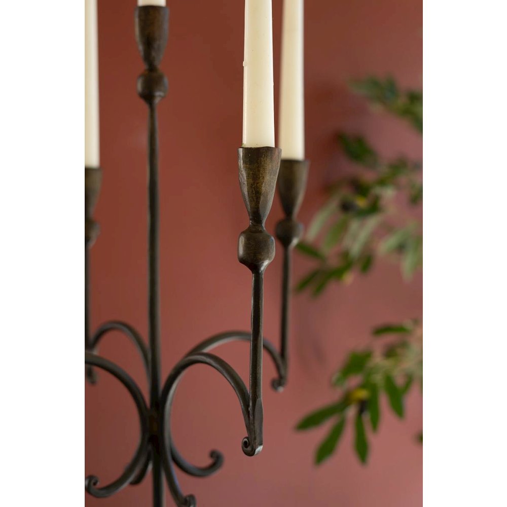 Tall Rustic Forged-Iron Five Taper Candelabra. Picture 3