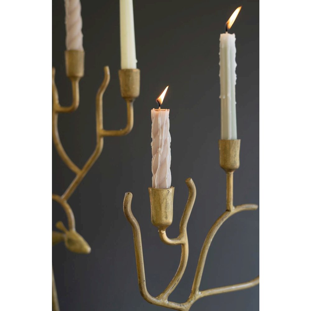 Set Of Two Antique Gold Forged Christmas Deer Candelabras. Picture 4