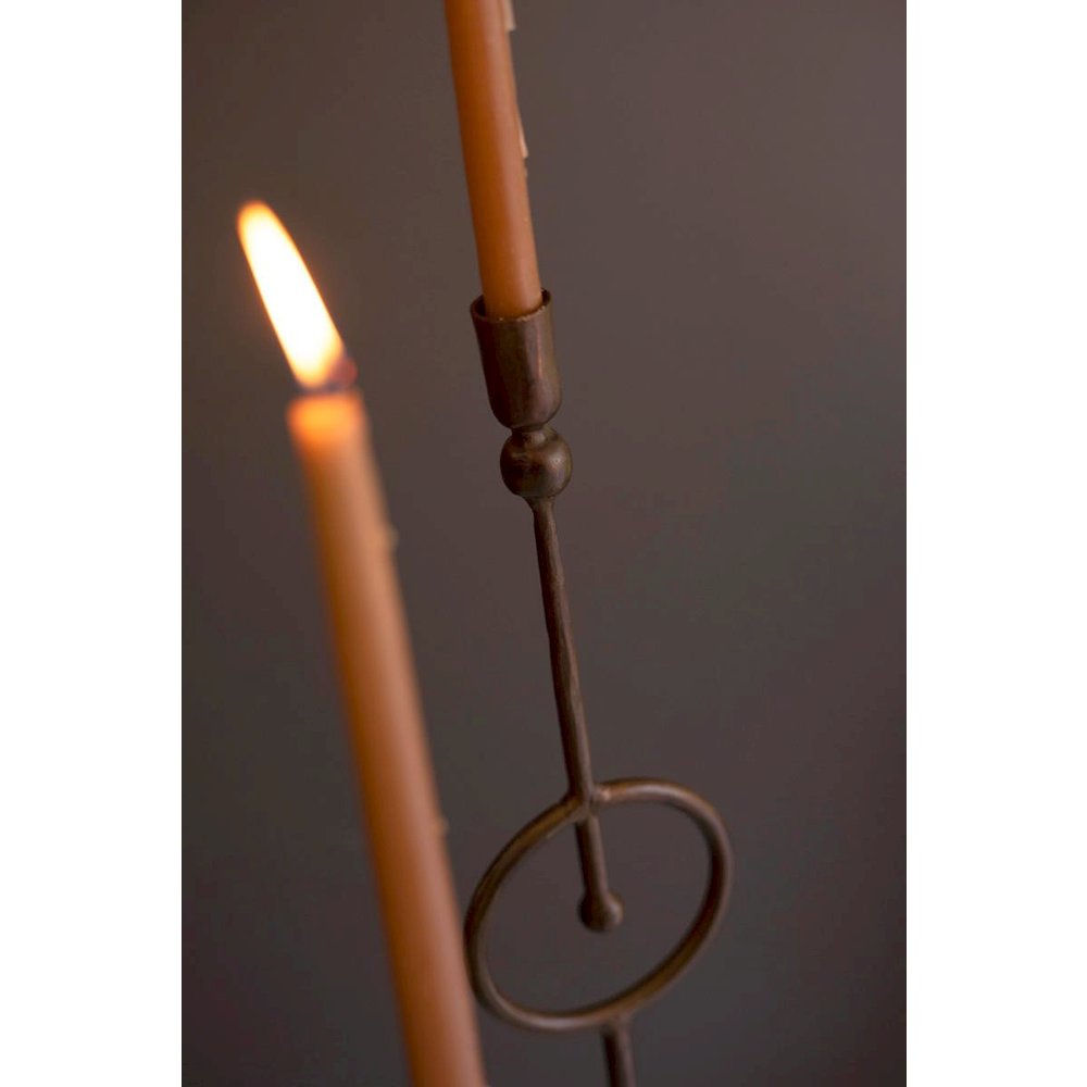 Set Of Three Tall Taper Candle Holder With Circle Detail. Picture 2