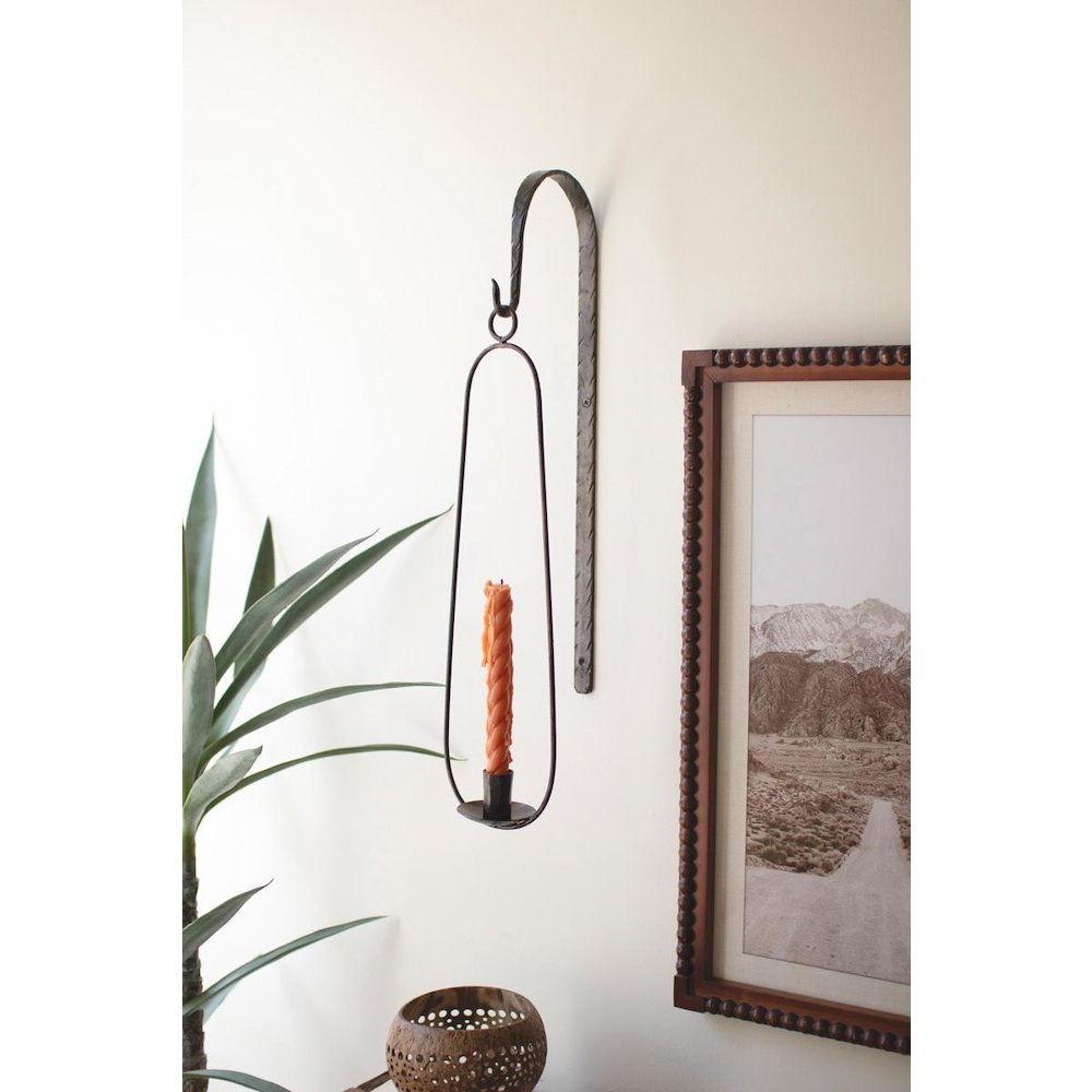 Hanging Wall Taper Candle Holder - Oval. Picture 1