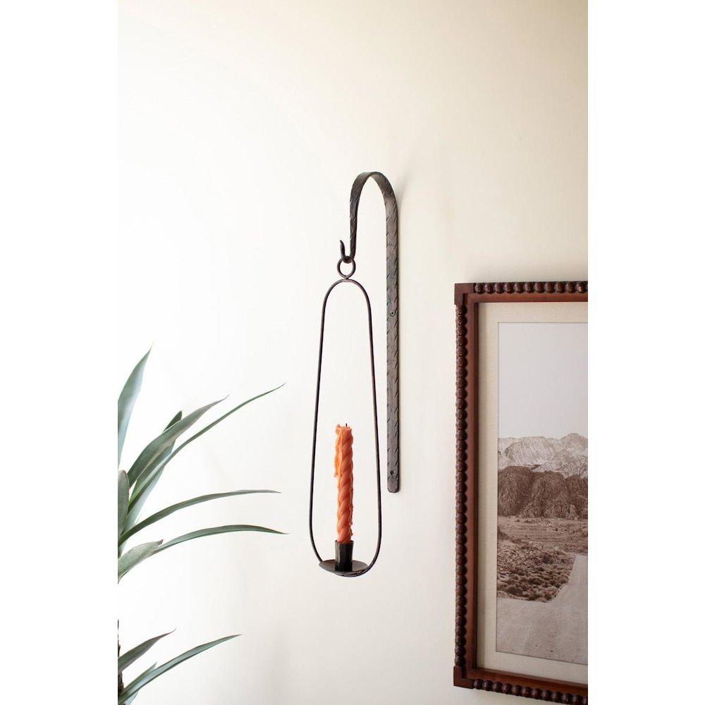 Hanging Wall Taper Candle Holder - Oval. Picture 4