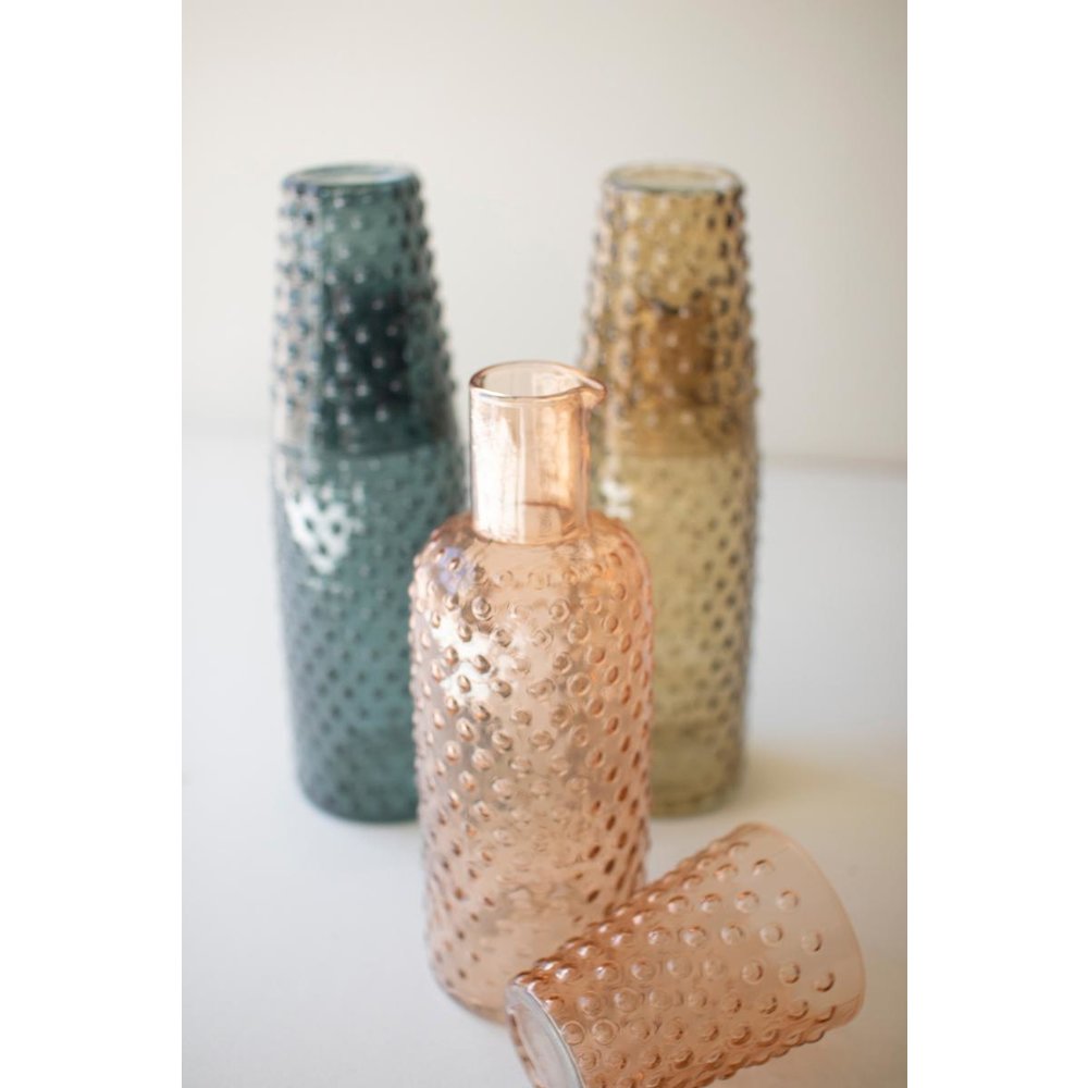 Set Of Three Bubble Glass Carafes W Tumbler - One Each. Picture 1