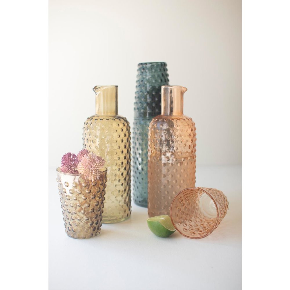 Set Of Three Bubble Glass Carafes W Tumbler - One Each. Picture 3