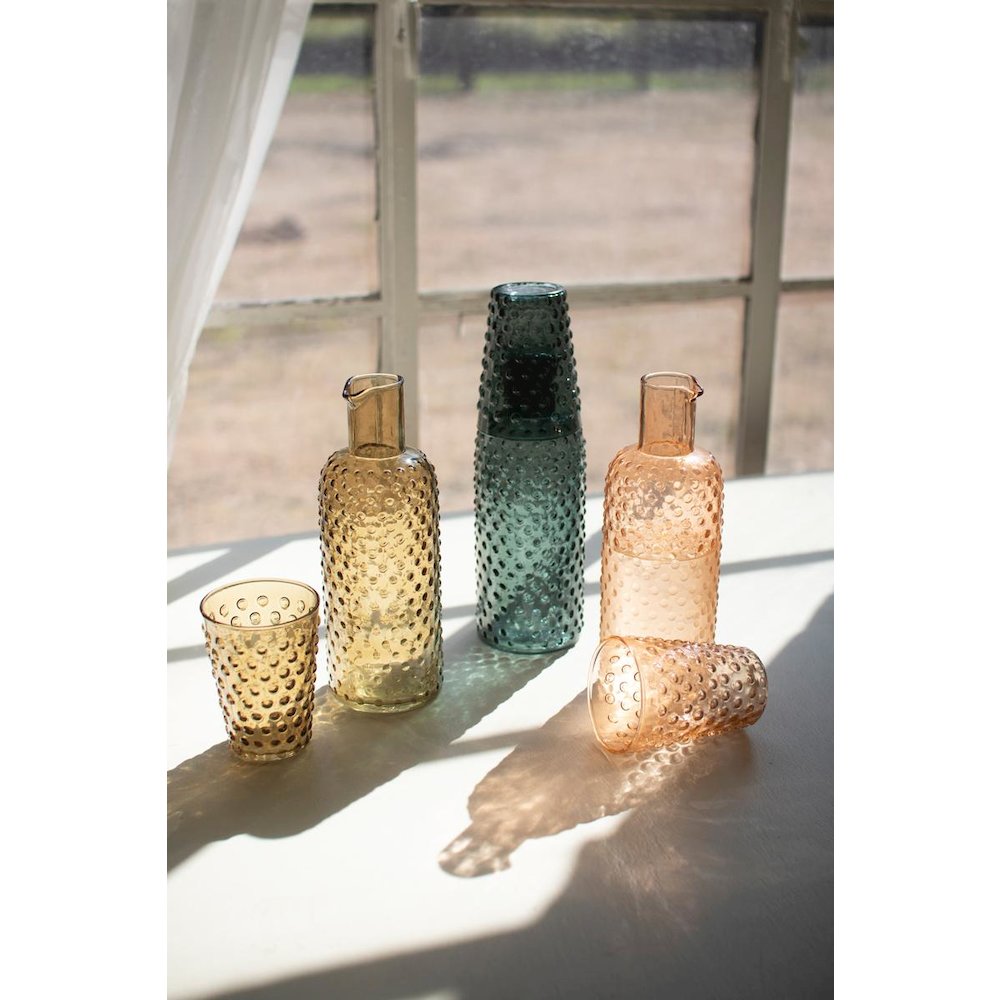 Set Of Three Bubble Glass Carafes W Tumbler - One Each. Picture 4