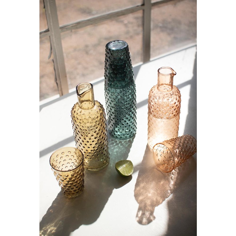 Set Of Three Bubble Glass Carafes W Tumbler - One Each. Picture 6