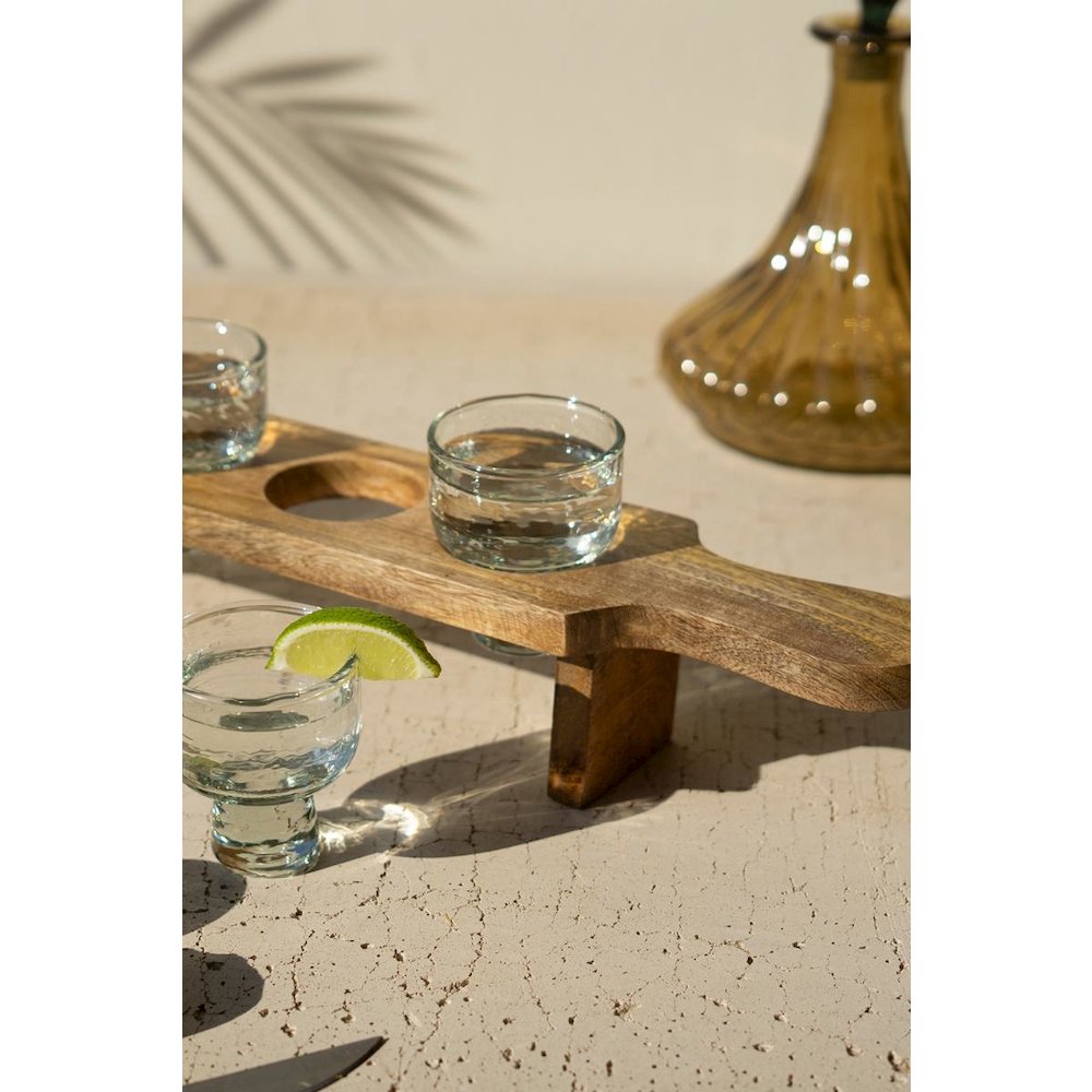 Tequila Flight - Four Glasses On A Wooden Base. Picture 3