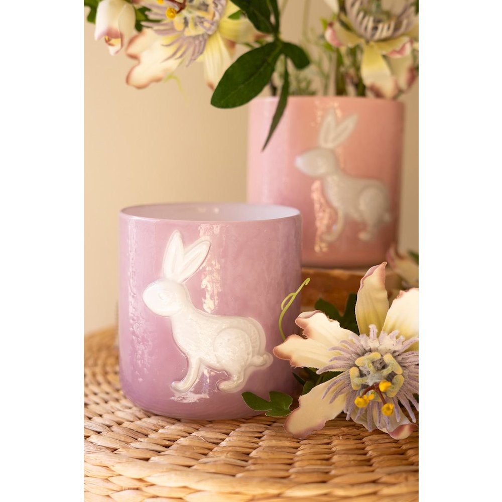 Set Of Three Colored Glass Bunny Vases. Picture 3