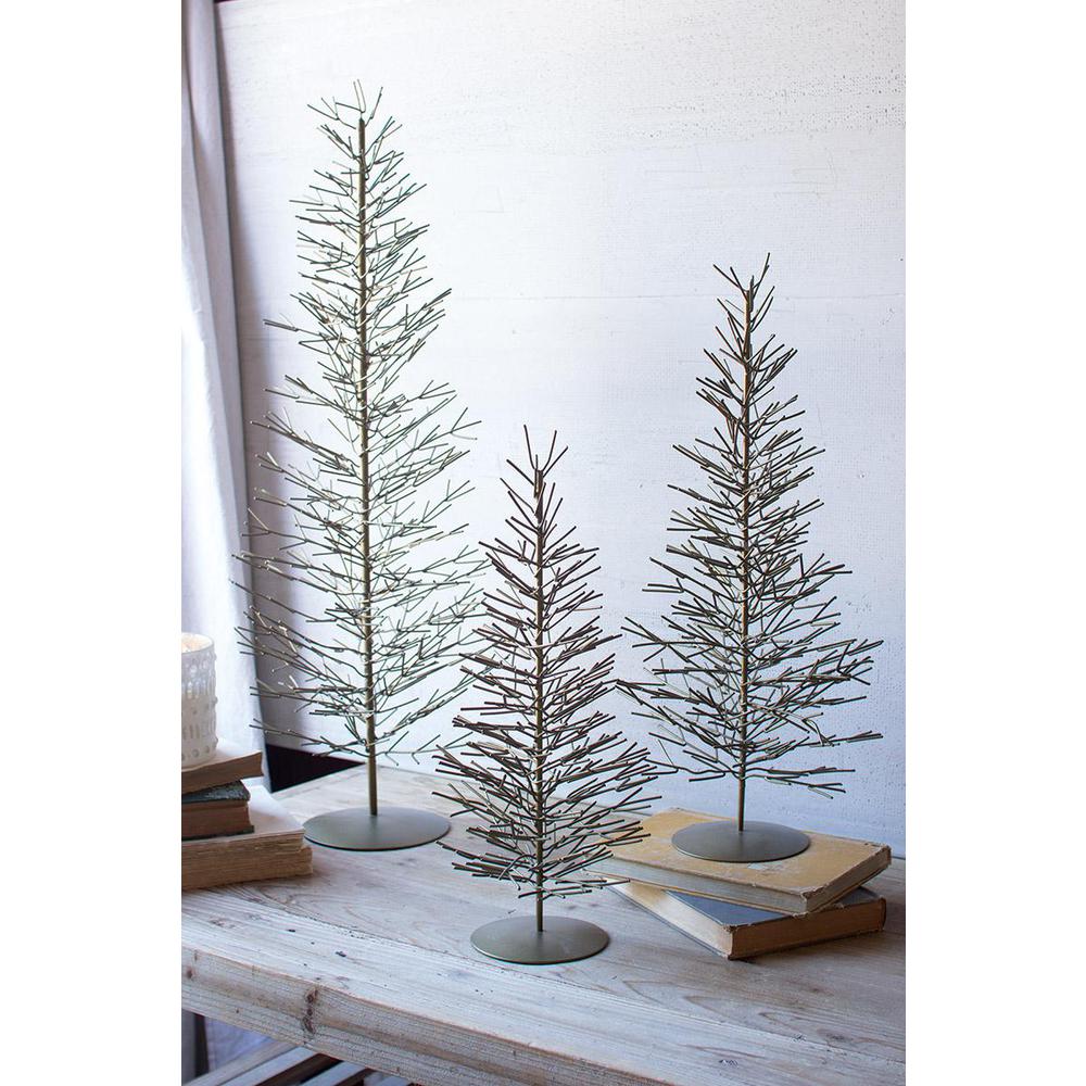 Set Of Three Antique Brass Wire Trees. Picture 1