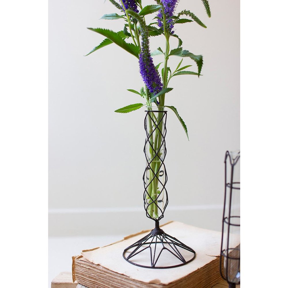 Set Of Three Wire-Wrapped Glass Bud Vases. Picture 2