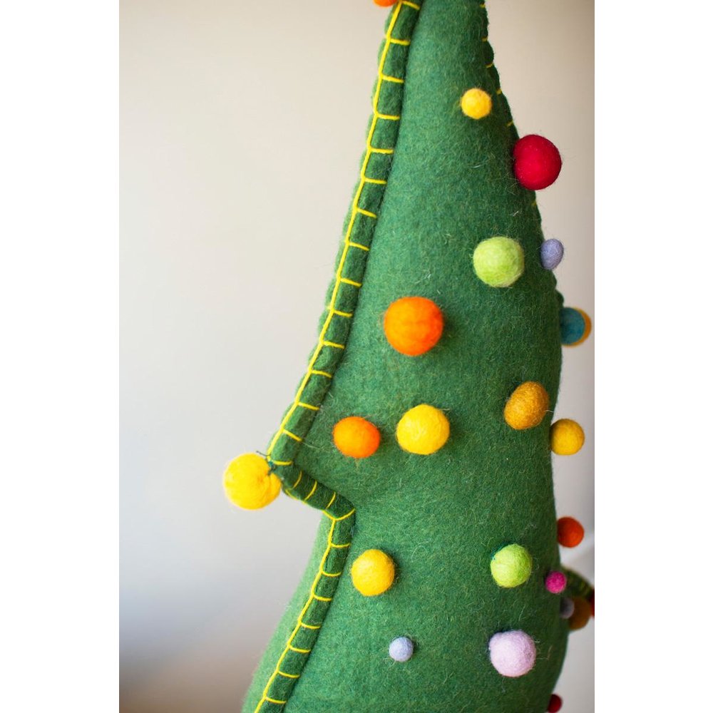 Large Felt Christmas Tree On Wood Base. Picture 3