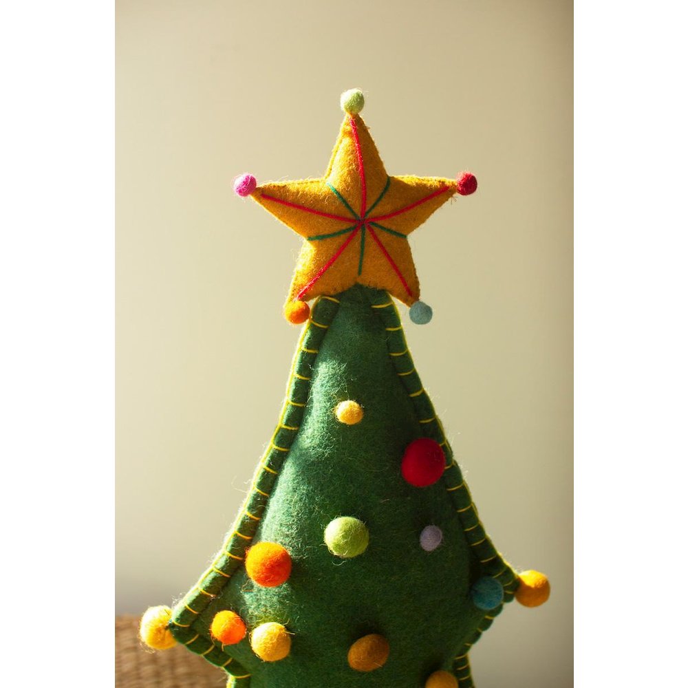 Large Felt Christmas Tree On Wood Base. Picture 4