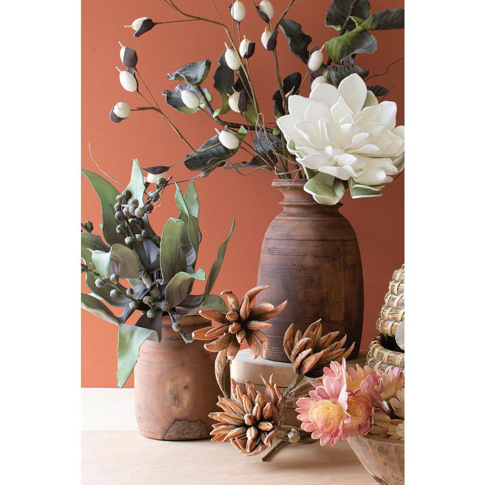 Set Of Two Mango Wood Urns. Picture 3