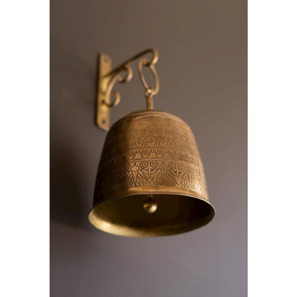 Antique Brass Bell And Wall Bracket. Picture 3