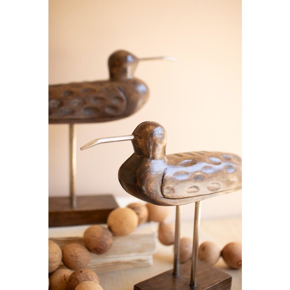Set Of Two Carved Wooden Shorebirds On Stands. Picture 3