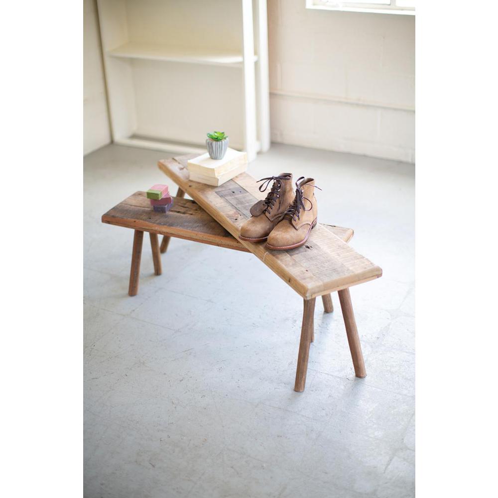 Set Of Two Recycled Wood Accent Tables. Picture 1