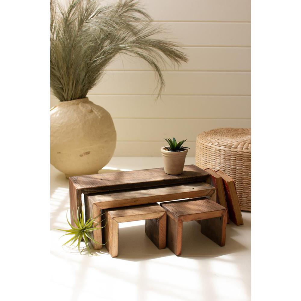 Set Of Four Recycled Wood Nesting Rectangle Risers. Picture 2