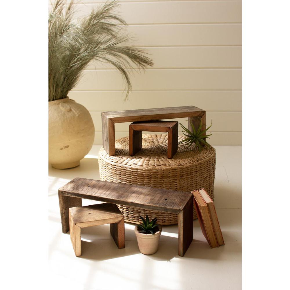Set Of Four Recycled Wood Nesting Rectangle Risers. Picture 3