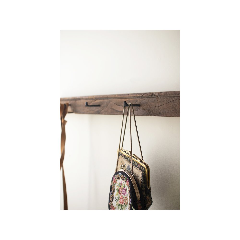Recycled Wood Coatrack With Forged Iron Hooks. Picture 2
