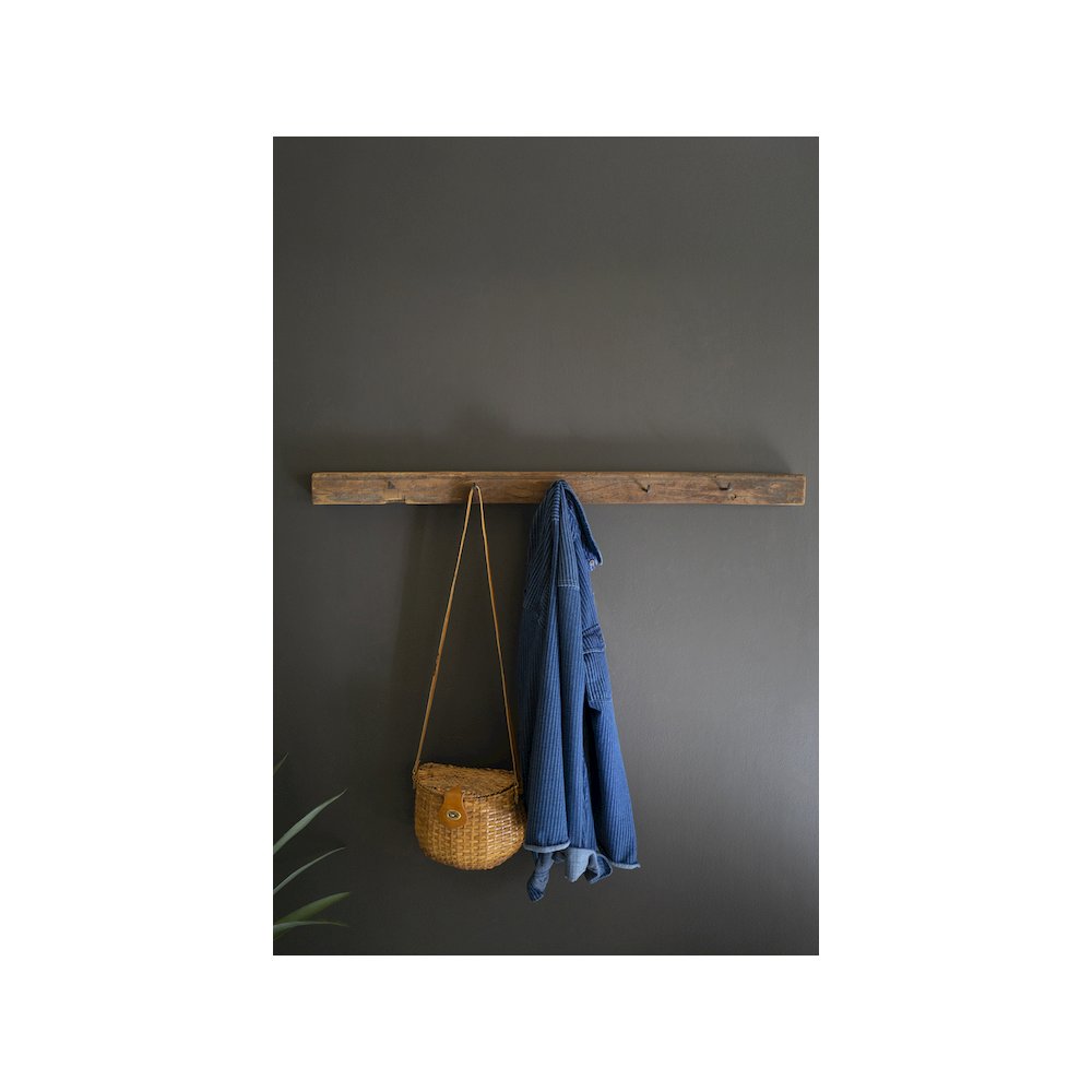 Recycled Wood Coatrack With Forged Iron Hooks. Picture 4