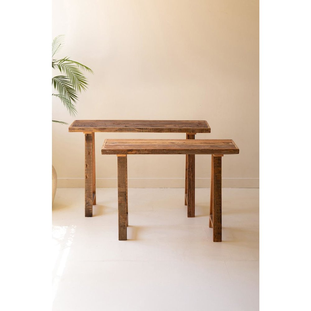 Set Of Two Recycled Wooden Consoles. Picture 3