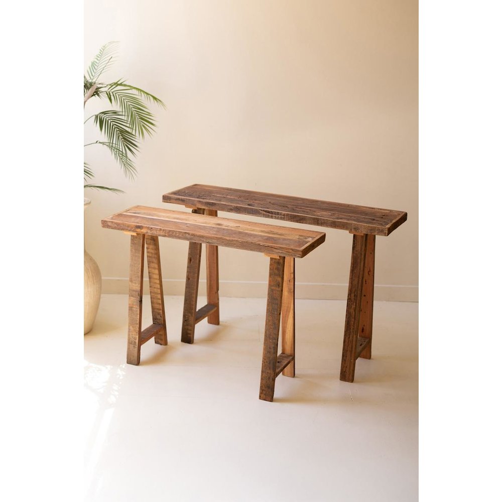 Set Of Two Recycled Wooden Consoles. Picture 4