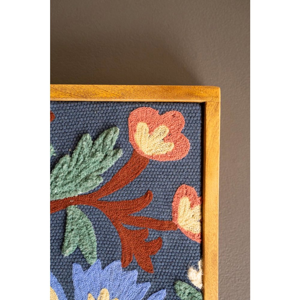 Framed Hand Hooked Art - Birds And Flowers. Picture 3