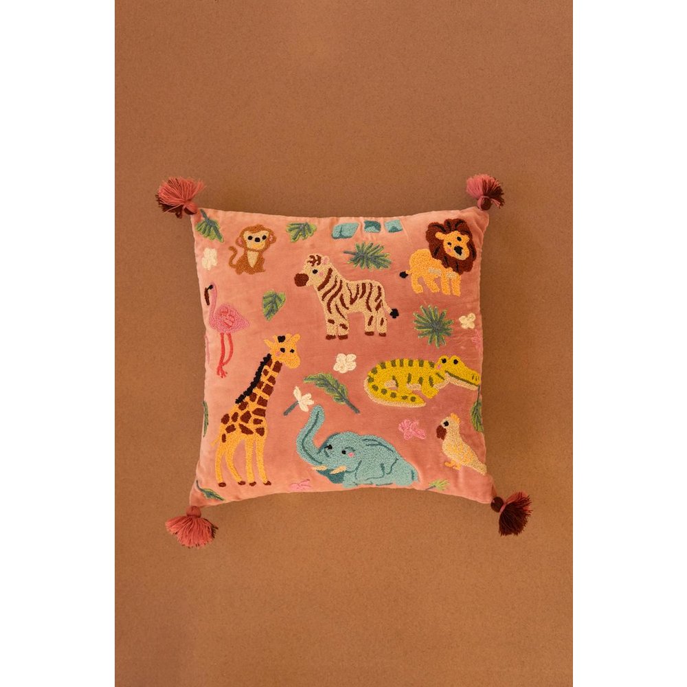 Velvet Embroidery Pillow - Animals. Picture 2