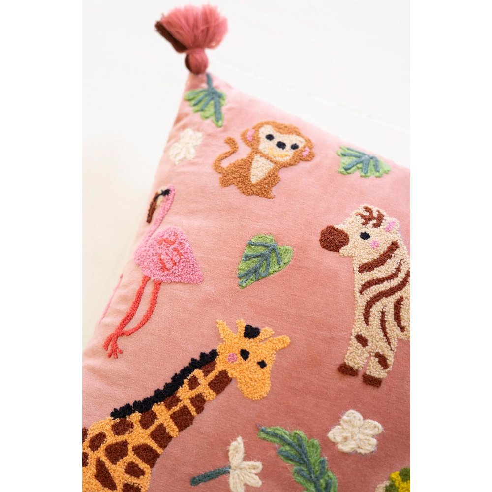Velvet Embroidery Pillow - Animals. Picture 3