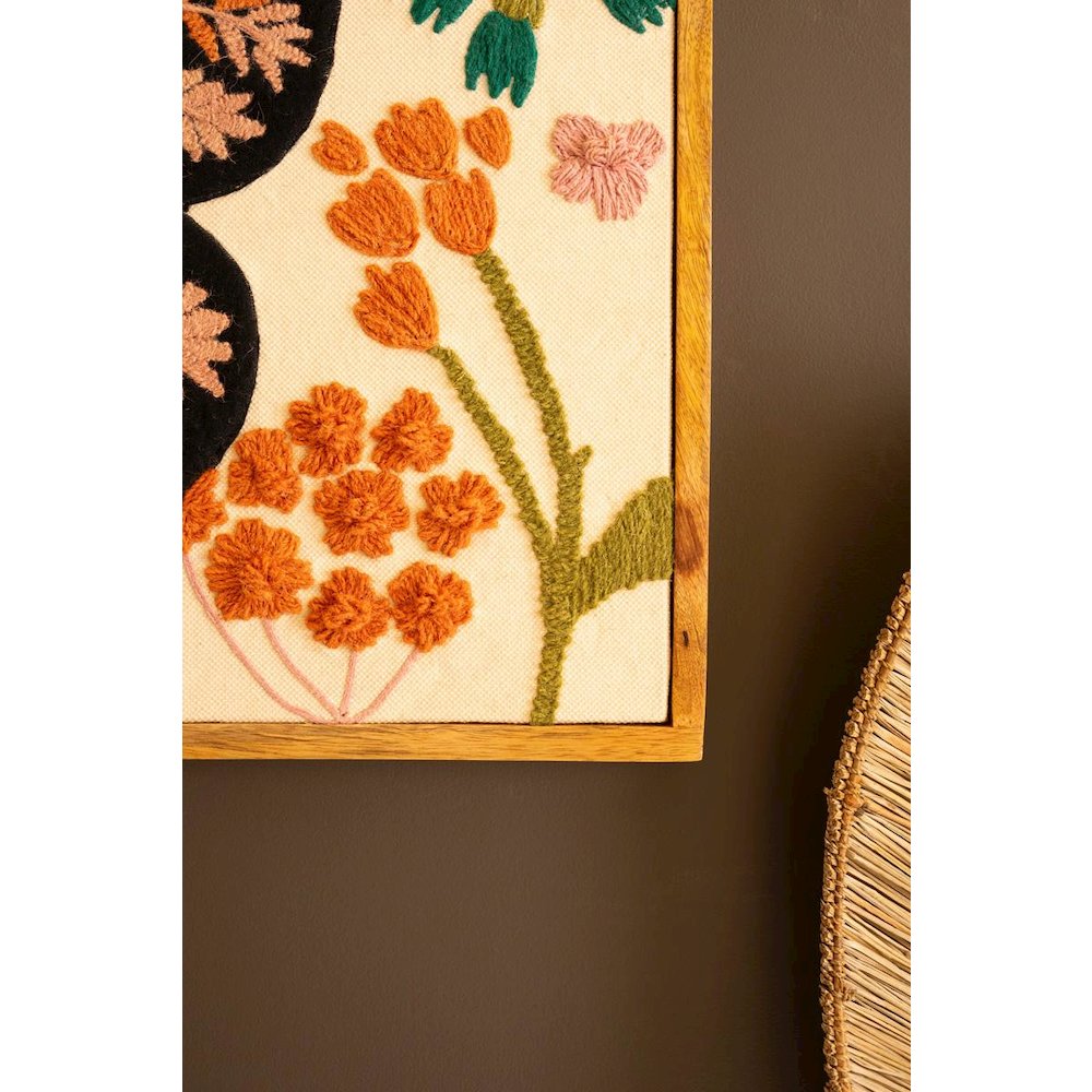 Framed Hand-Hooked Art With Butterfly And Flowers. Picture 2