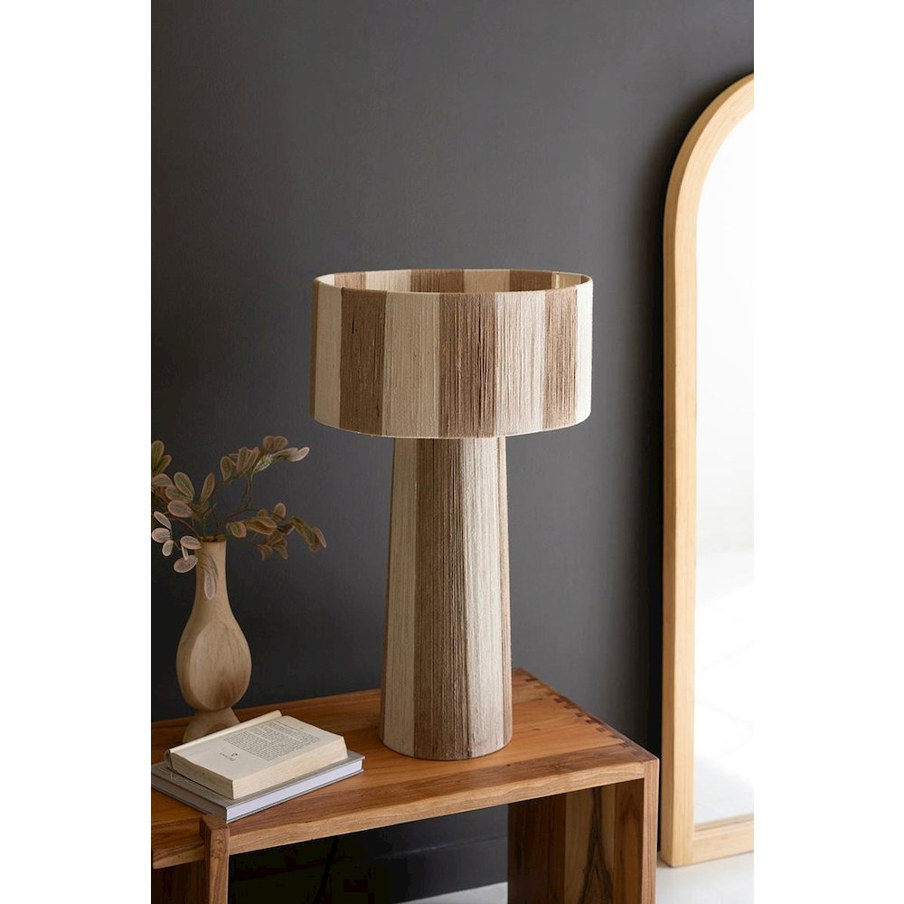 Natural And Khaki Jute Table Lamp With Shade. Picture 1