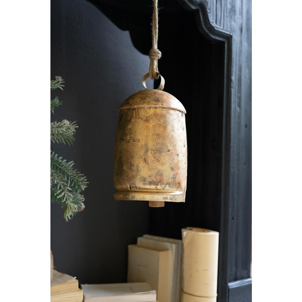 Large Antique Gold Christmas Bell