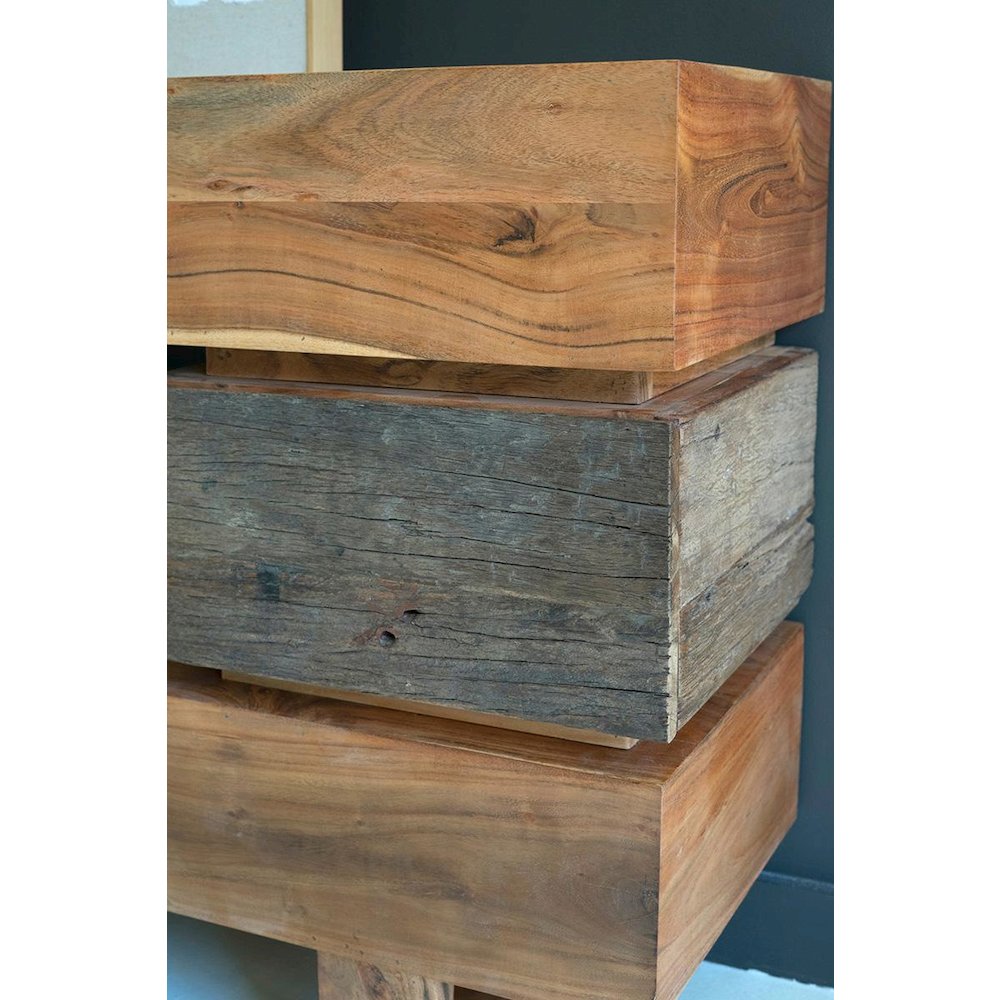Recycled And Acacia Wood Console Table With Two Drawers. Picture 3