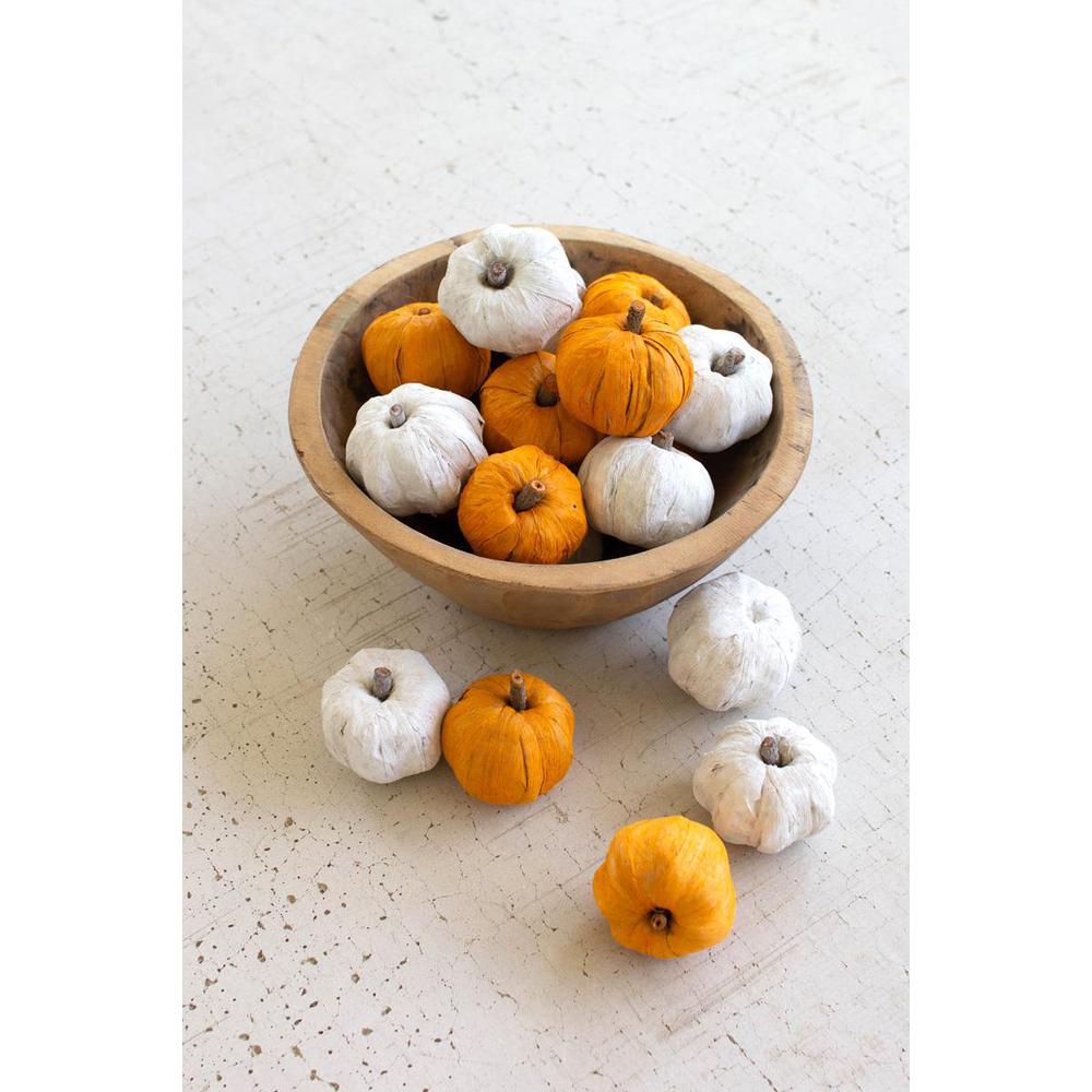 Bag Of Fifteen Dried Miniature Faux Pumpkins - White. Picture 3