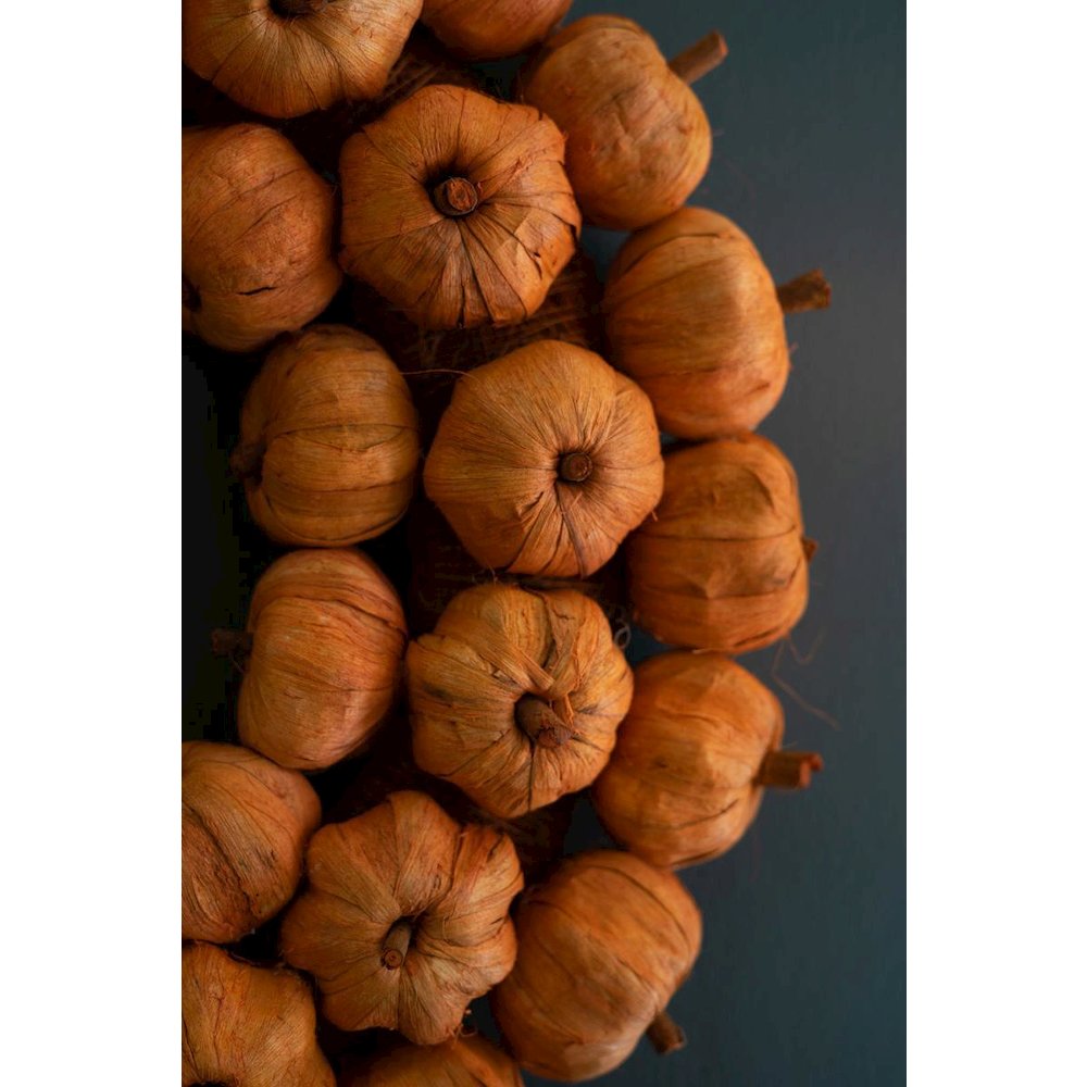 Orange Faux Pumpkin Wreath. Picture 2