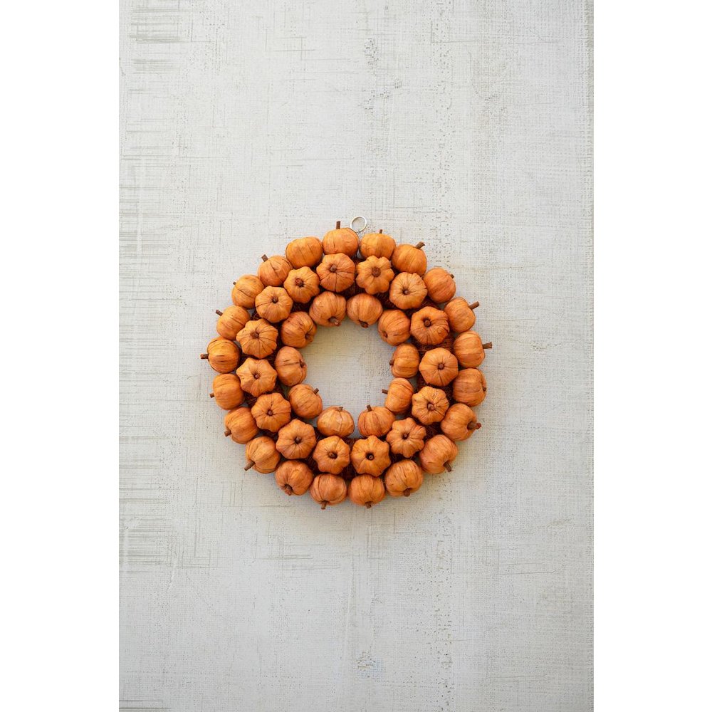 Orange Faux Pumpkin Wreath. Picture 3