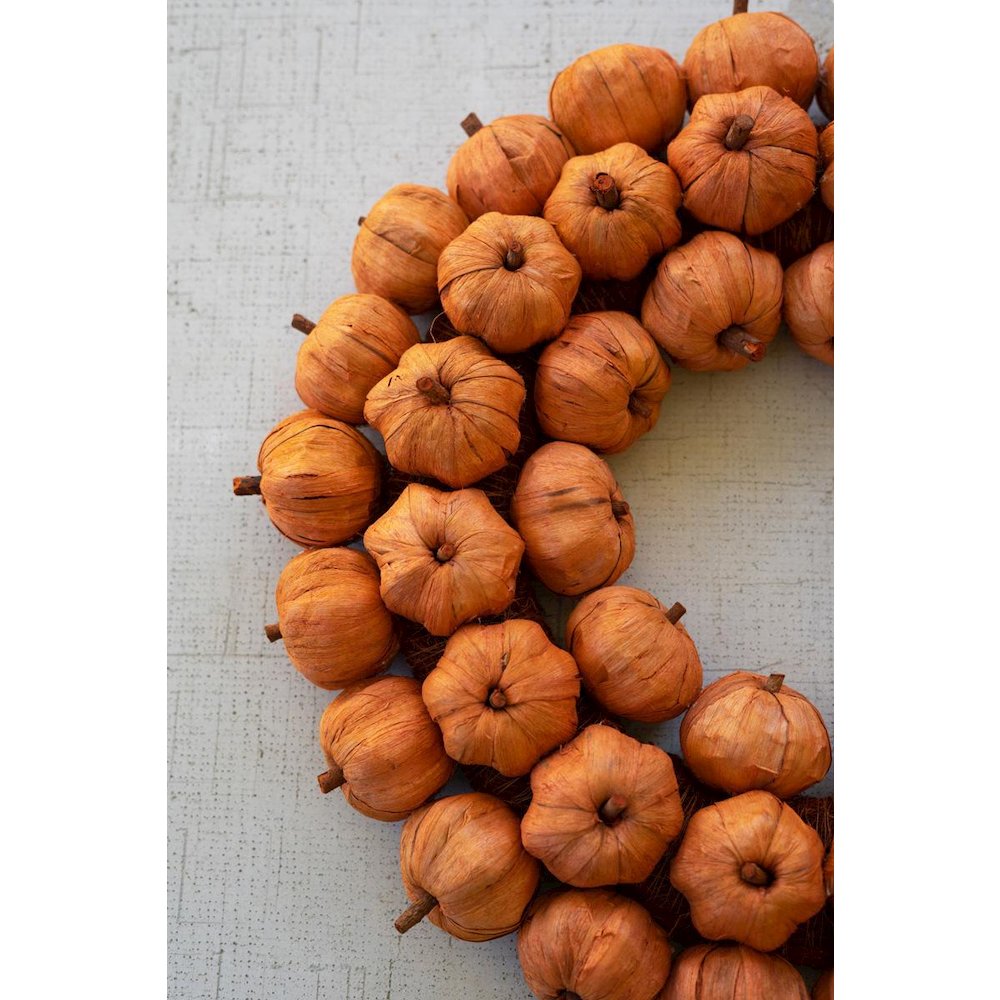 Orange Faux Pumpkin Wreath. Picture 4