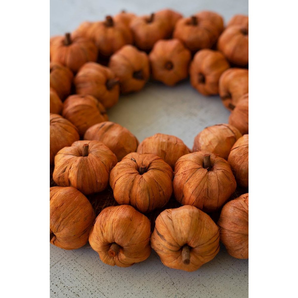 Orange Faux Pumpkin Wreath. Picture 5