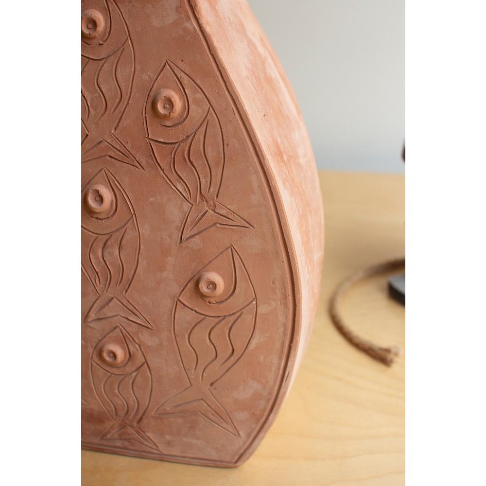 Terracotta Vessel With Fish Detail. Picture 3