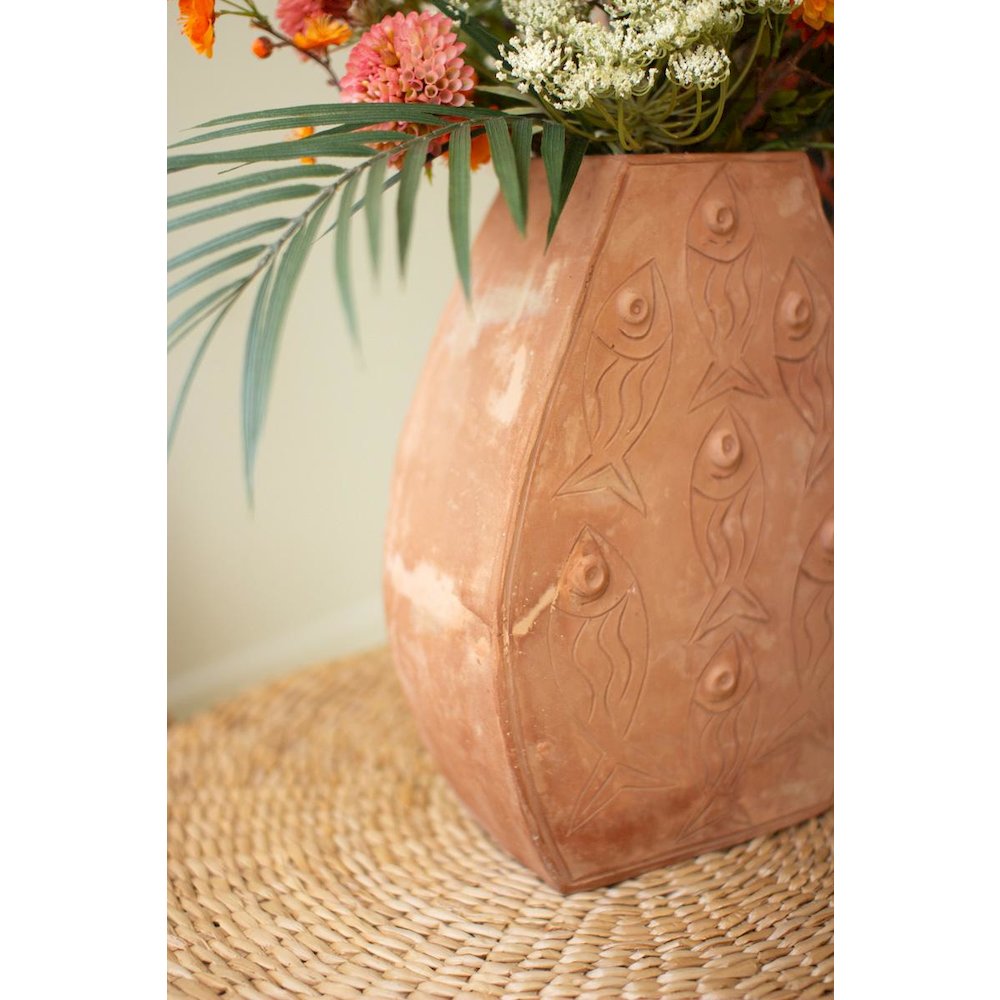 Terracotta Vessel With Fish Detail. Picture 5