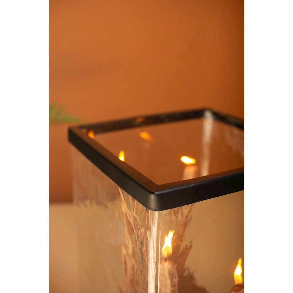 Large Glass Hurricane With Four Taper Holder Wood Base. Picture 4