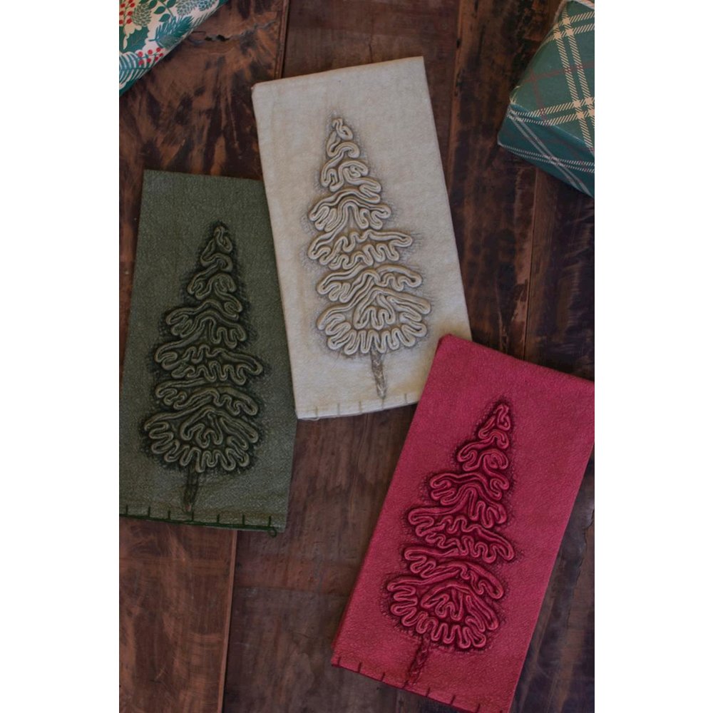 Set Of Three Christmas Tree Kitchen Towels. Picture 1