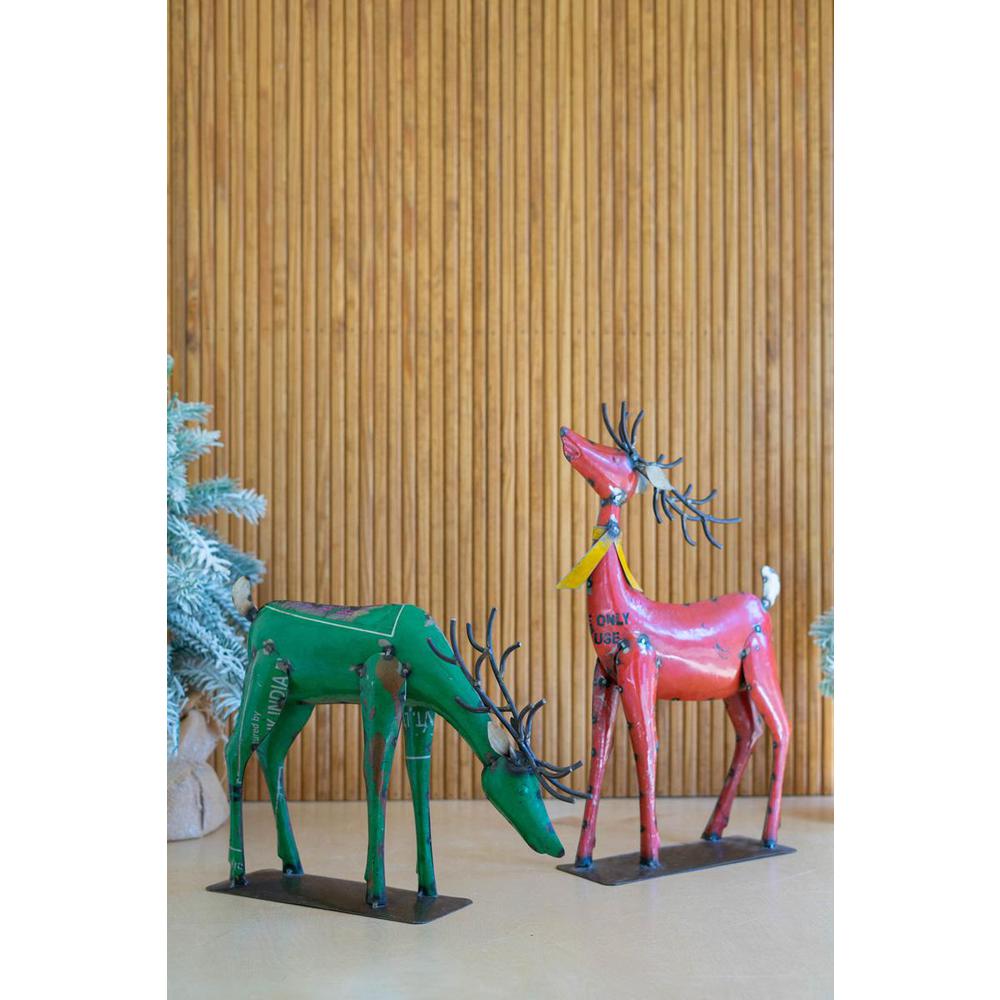 Set Of Two Recycled Metal Deer - One Each Color. Picture 1