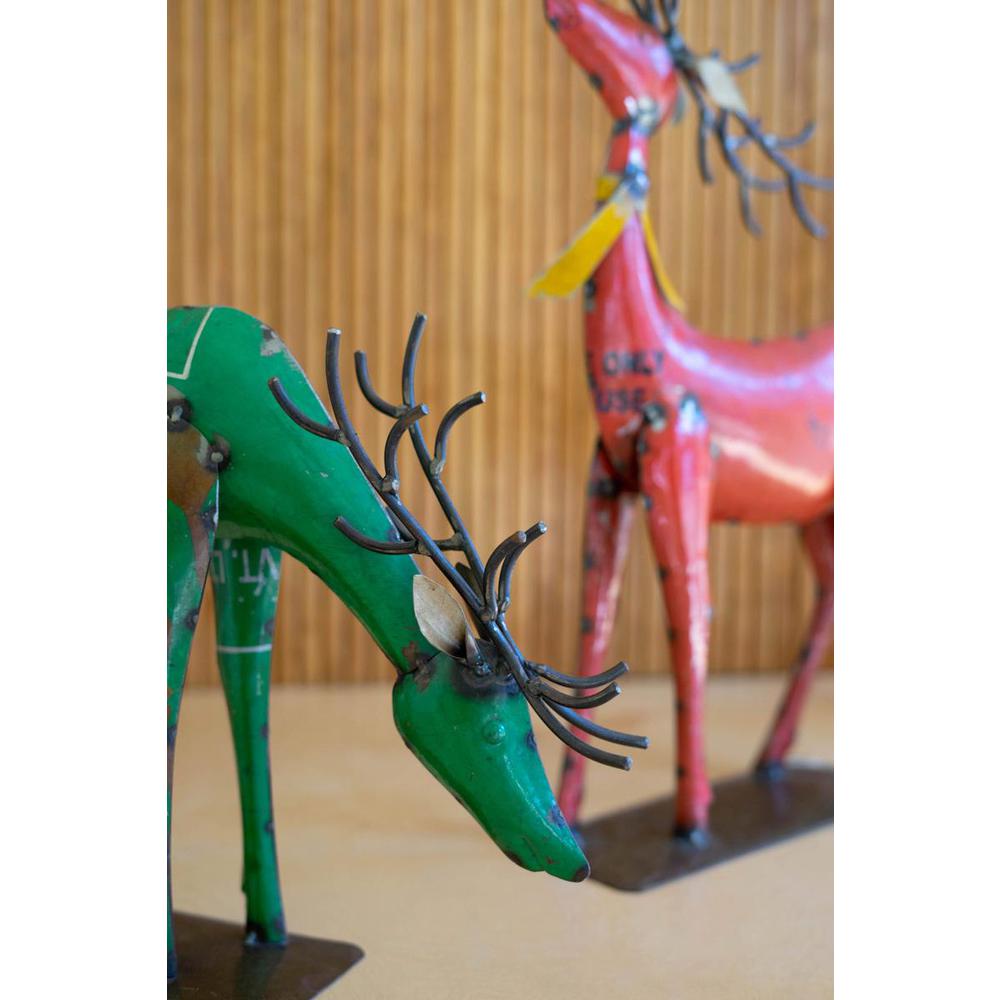 Set Of Two Recycled Metal Deer - One Each Color. Picture 3