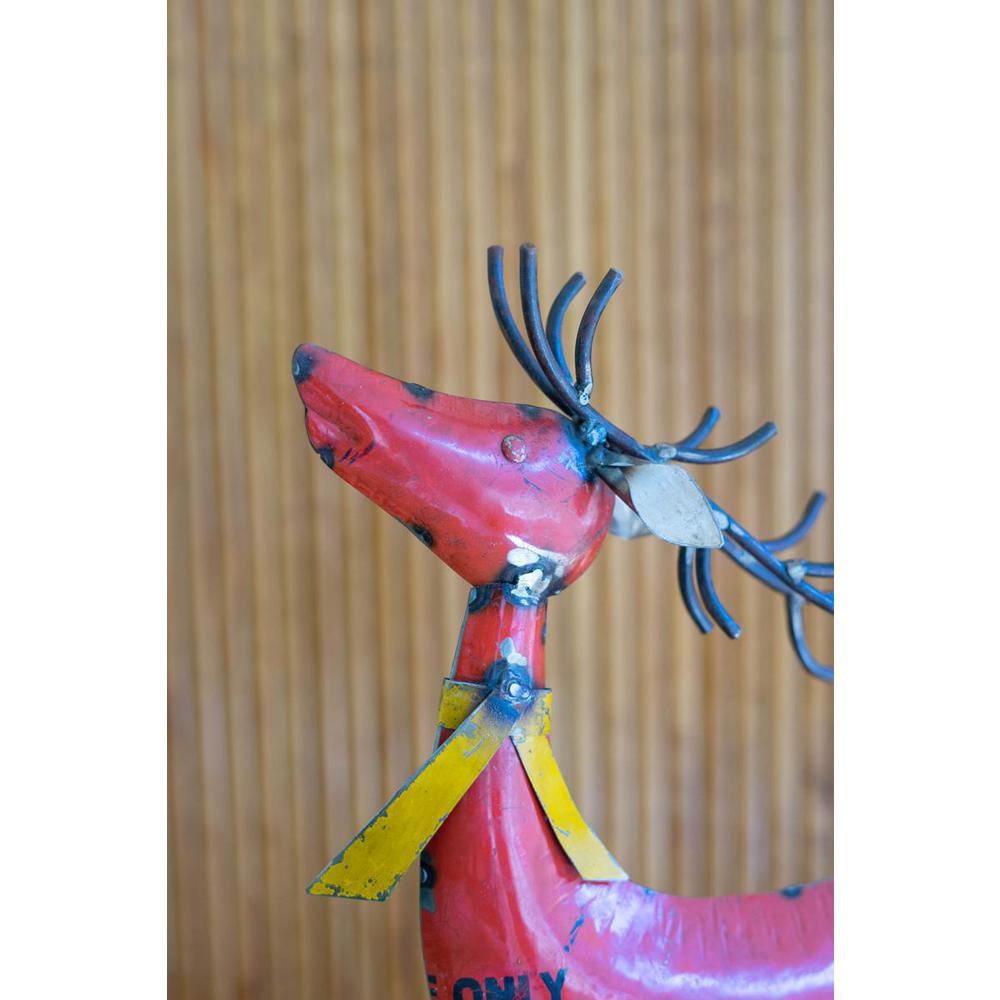 Set Of Two Recycled Metal Deer - One Each Color. Picture 4