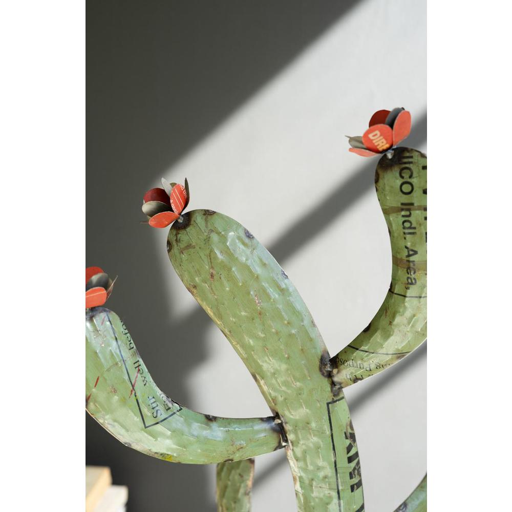 Set Of Two Recycled Iron Cactus. Picture 3