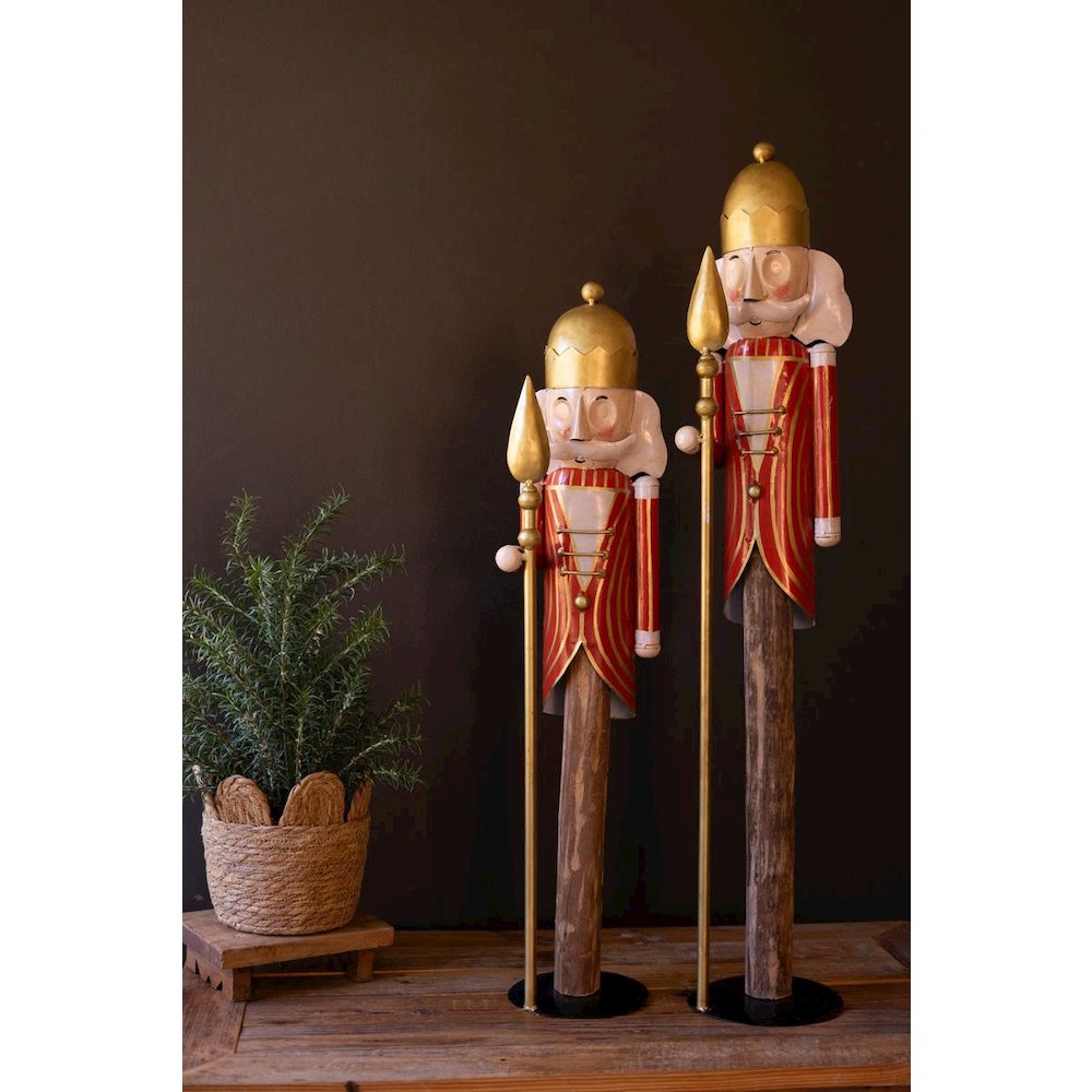 Set Of Two Painted Metal Nutcrackers On Wood Bases. Picture 2
