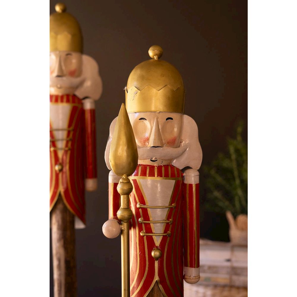 Set Of Two Painted Metal Nutcrackers On Wood Bases. Picture 3