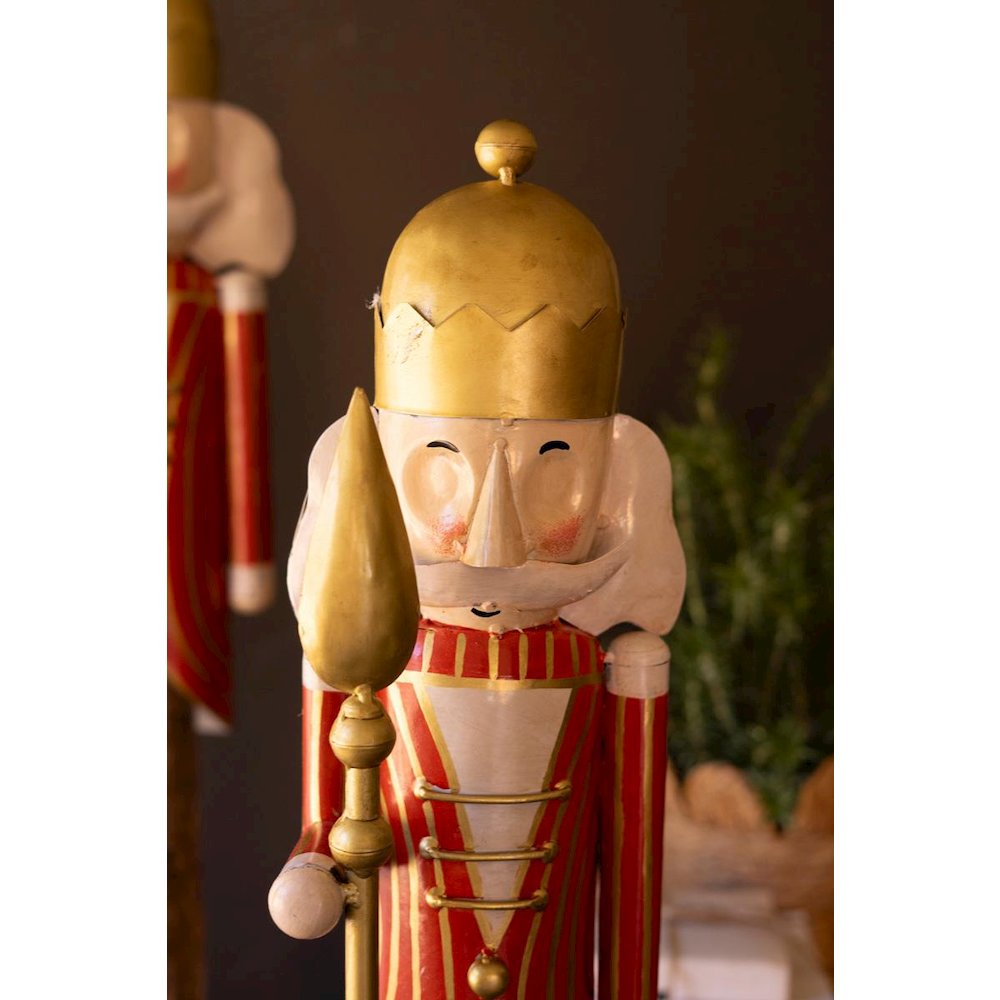 Set Of Two Painted Metal Nutcrackers On Wood Bases. Picture 5